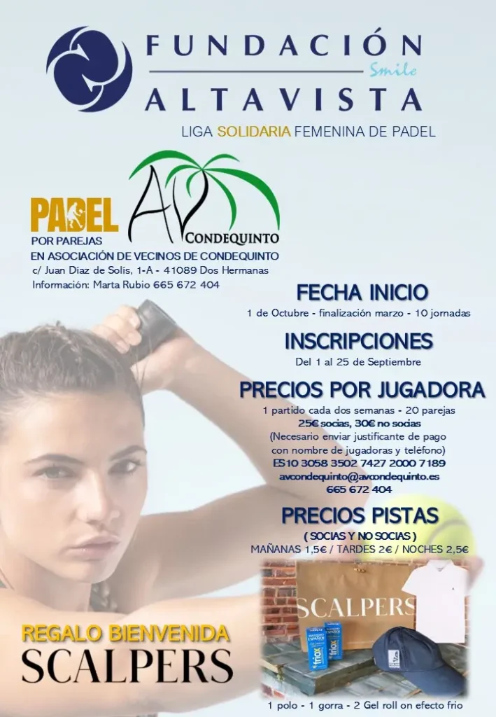 Cartel Liga solidaria femenina de pádel en Condequinto
