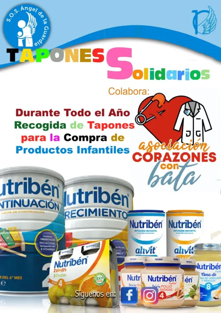 Cartel de donación de tapones solidarios